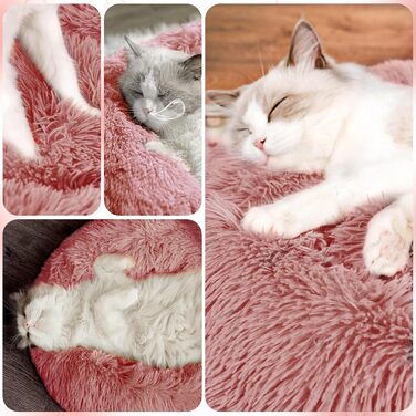 М'яке ліжко для собак та котів, корзина для собак, миється, подушка для собак 70 см, кругла корзинка для собак з плюшу, ліжко для собак та котів, для маленьких, середніх та великих собак, (Д 50 x Ш 50 x В 20 см, Рожевий)