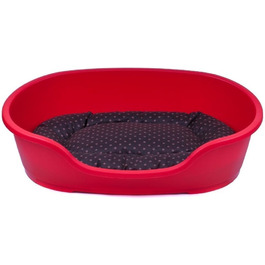 Корзина для собак Adena, 58 x 38 см, червона + подушка з принтами, 58 x 38 x 20 см