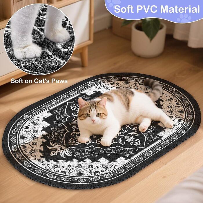 Килимок для котячого туалету Bienbee Katzentoilettenmatte, XL, 101,6 x 76,2 см, з антиковзним шаром, легко миється, чорний