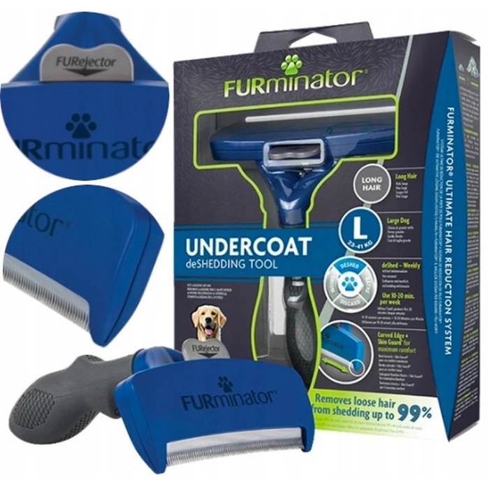 Щітка FURminator для собак з довгою шерстю (розмір L) для видалення підшерстя, 1 шт.