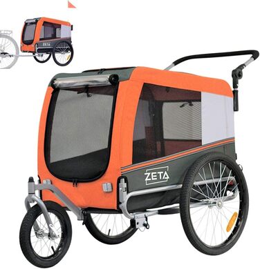 Papilioshop Zeta – 2-в-1 причіп для велосипеда та візок для собак та домашніх тварин, складаний, легкий та стабільний, ідеальний для перевезення тварин та прогулянок (Помаранчевий M)