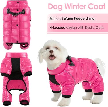 Водонепроникний зимовий одяг для собак AOFITEE - теплий костюм з флісу, з блискавкою та світловідбиваючими смугами. Розмір XX-Large, колір: яскраво-рожевий (Knallpink).