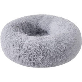 Кругле ліжко для собак та котів Chickw1, тепле м'яке ліжко-подушка Donut, миється, не слизьке, для маленьких, середніх та великих собак (світло-сірий, 80 см)