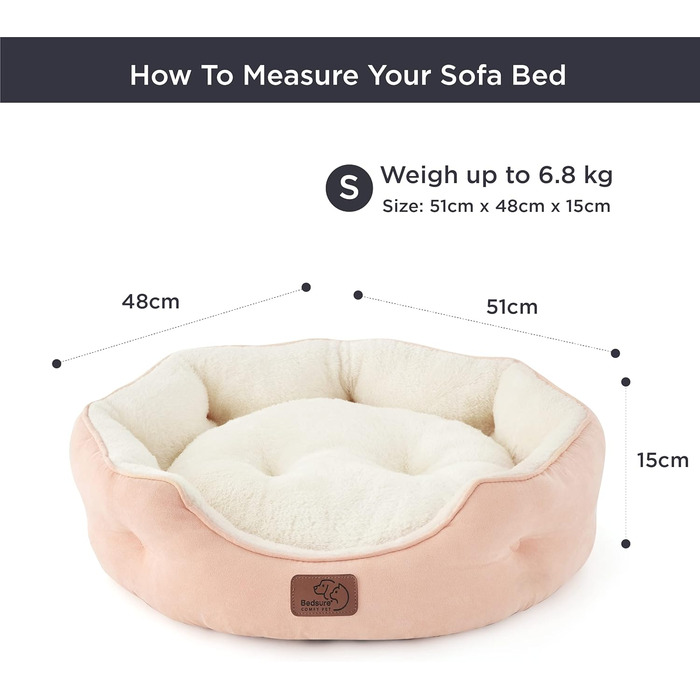 Ліжко для котів BEDSURE, рожеве, 51x48x15 см - м'яке, миється, для котів та маленьких собак