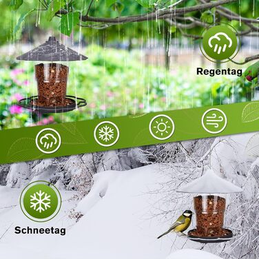 Кормушка для птахів на підвіску, 820мл, сіра. Складана годівниця для птахів, вологостійка, з пластику, для балкона та саду