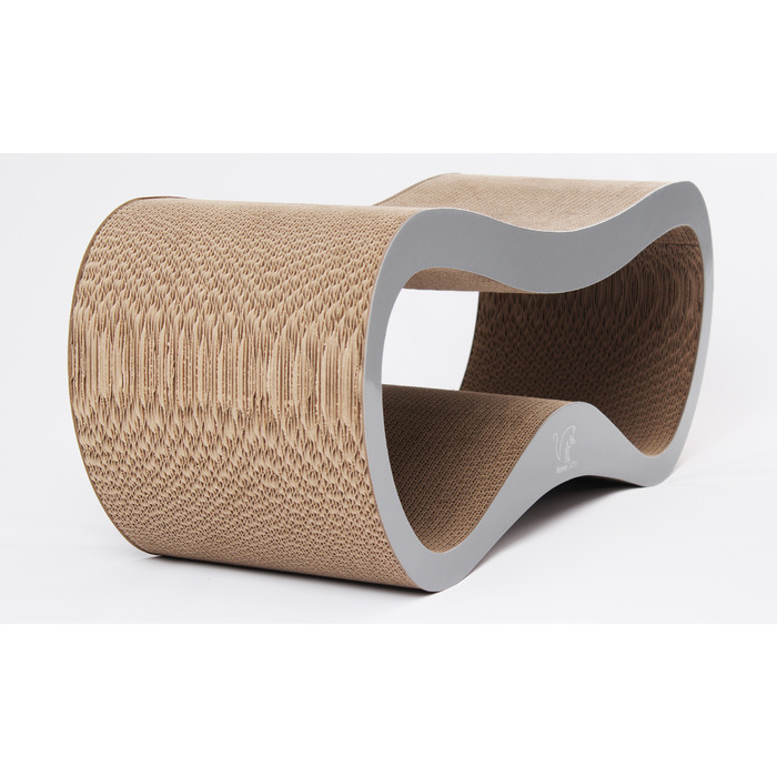 Дряпалка для котів HomeCatty, сіра, до 60 см, картонна, 2 рівні