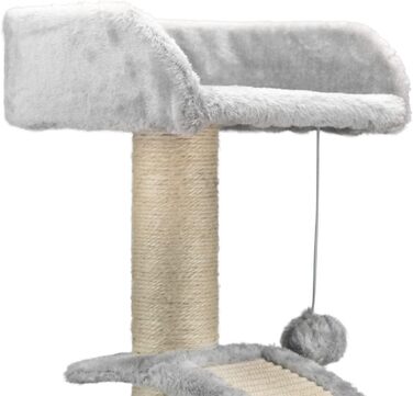 Дерев'яний комплекс для котів AQPET Panama 58 см сірого кольору з когтеточкою та ігровим майданчиком