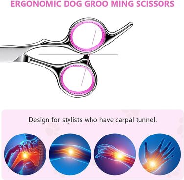 Набір професійних ножиць для грумінгу собак та котів, 5 шт. з нержавіючої сталі: ножиці для підстригання, ножиці для витончення, ножиці з вигнутим лезом, ножиці для стрижки лап, гребінець для грумінгу