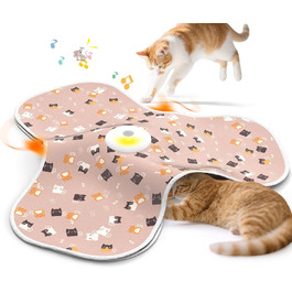 Інтерактивна іграшка для котів FLERDMAU з 3 режимами, з пір'ям та мишкою, електрична, для кількох котів, рожева