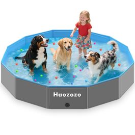 Басейн для собак складний 120x30 см, міцний PVC, для великих порід, з антиковзким дном - ідеальний для саду та пляжу