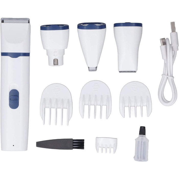 Набір для догляду за собаками: машинка для стрижки з 4 насадками, USB-зарядка, бездротовий шлифувальник кігтів, професійний триммер для лап, тиха машинка для собак