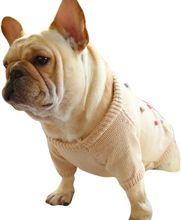 Пуловер для собак та котів на Новий Рік, вітронепроникний, теплий, для маленьких, середніх та великих собак та котів (pearl milk tea sweat, S)