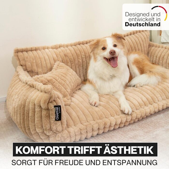 Диванчик для домашніх тварин Noviclass® Chaffar: ортопедичний диван для котів та собак, сучасний стиль, матеріал - Cord, розміри (Верблюжий, XXL (140см))