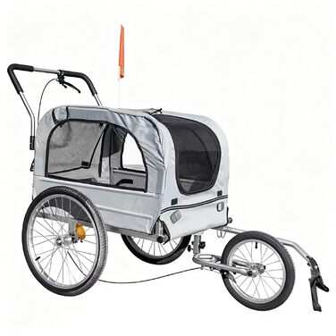 Причіп для велосипеда з собакою, для дитячої коляски, з амортизацією, світловідбивачами, вантажопідйомністю 40 кг, сірий