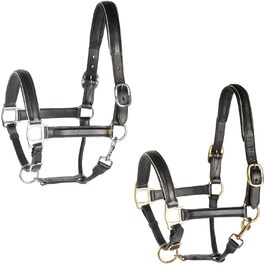 Шкіряний недоуздок Harry's Horse, чорний з окантовкою, срібна фурнітура, розмір Full