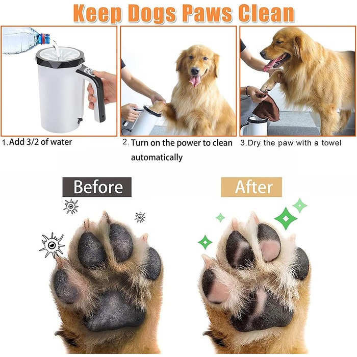 Автоматичний очищувач лап для собак PJDDP, портативний миючий пристрій для лап з м'якою силіконовою масажною щіткою, для великих і середніх собак, блакитний