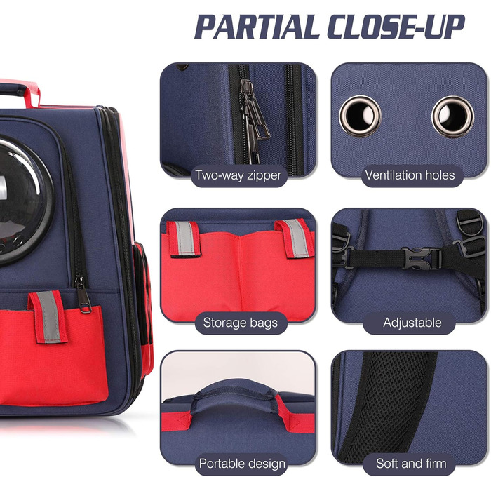 Рюкзак для собак та котів PETCUTE - зручний та дихаючий рюкзак-переноска для прогулянок на 16lbs (7.2 кг)