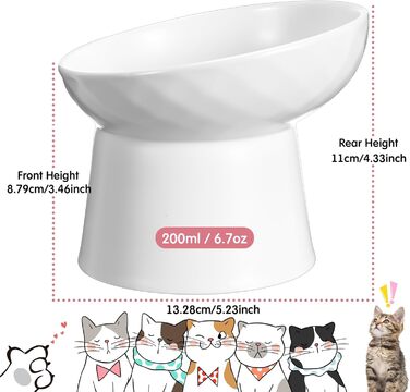 Набір мисок для котів Tanlade з підняттям, керамічні, нахилені, 4 шт. (білий та сірий)