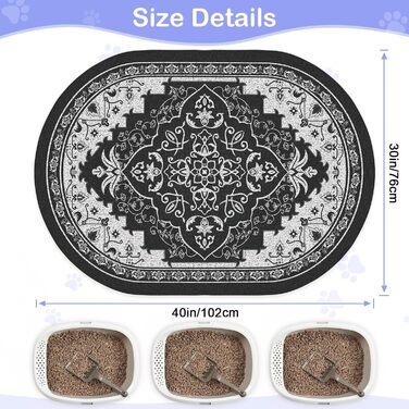 Килимок для котячого туалету Bienbee Katzentoilettenmatte, XL, 101,6 x 76,2 см, з антиковзним шаром, легко миється, чорний