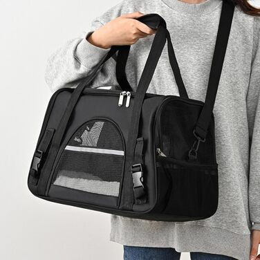 Чорна переносна сумка-рюкзак для собак - трансформер, для маленьких цуценят, складна, легка | Переноска для собак, рюкзак для собак