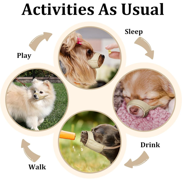 Майзерзон Намордник для собак з короткою мордою, м'який, для Чихуахуа, Ші-тцу, Американського Буллі, Боксера, цуценят, для грумінгу, до ветеринара, запобігає укусам, хакі, XXS (діаметр морди 3.5-4.25