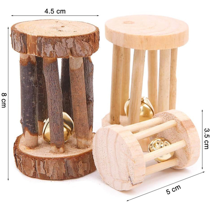 Дерев'яні іграшки для гризунів Winterworm: 6 шт. для хом'яків, мишей, шиншил, кроликів, мишовидних гризунів та морських свинок