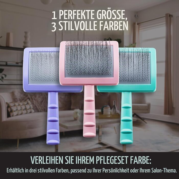 Щітка-розчіс Tauro Pro Line для собак та котів, S, м'яка щетина для розплутування довгої та кучерявої шерсті, м'ятна (10,5 x 6,5 см)