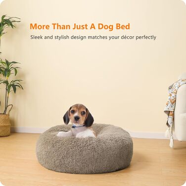 Ортопедичне ліжко для собак, круглий пуф-кішка, лежанка для собак, пуф-кішка, м'який кошик для собак, можна прати, діаметр 60 см, колір верблюжий, розмір 60 x 60 x 18 см
