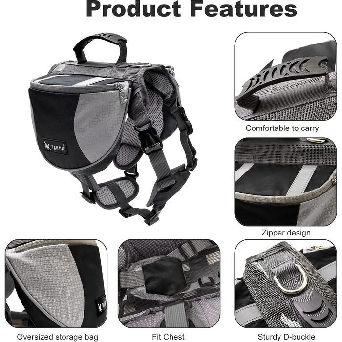 Шлейка для собак середніх та великих порід PETCUTE, чорна, з ручкою, для прогулянок, тренувань, відбиваючі елементи, водонепроникна (M)