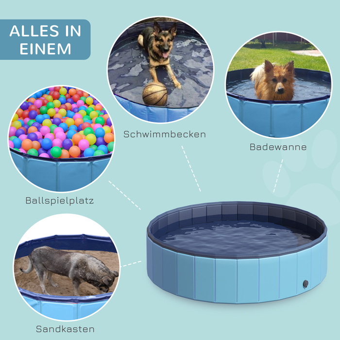 PawHut Dog Pool Великий басейн для собак Дитячий басейн ПВХ Wood Blue Ø140xH30 см ідеально підходить для літа