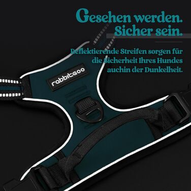 Нашийник для собак Rabbitgoo середнього розміру, анти-тяга, регульований, для великих собак, дихаючий, з світловідбиваючими смугами, безпечний, темно-зелений M (1 шт.)