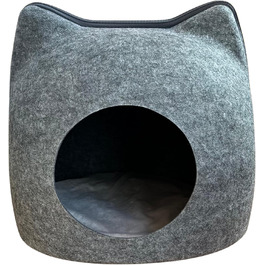 Кігтеточка-будиночок для котів з фетру - ліжко, лежанка, будиночок для кота з подушкою (темно-сірий, великий)