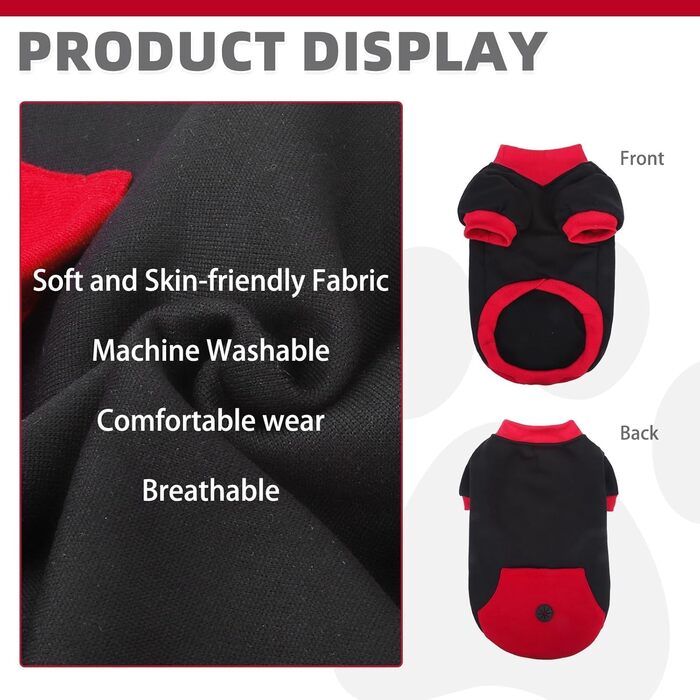 Світшот для маленьких собак Kooltail, з отвором для повідка, червоний, розмір XS