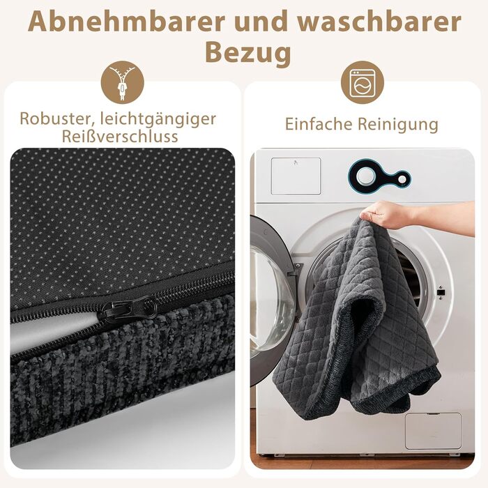 Ортопедичне ліжко для собак JOEJOY, 61x43x9 см, сіре - м'яке, з неслизьким дном