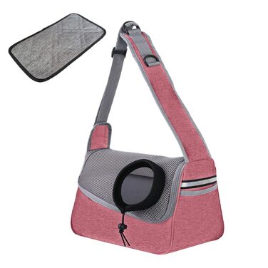 Сумка-переноска для собак та котів | Дихаюча сумка-переноска для тварин, регульована, з кишенею, рожева