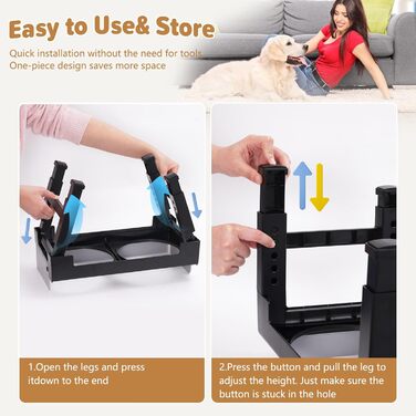 Підвищені годівниці для собак з перегородкою, 2 великі миски, регульована висота, для малих, середніх та великих собак