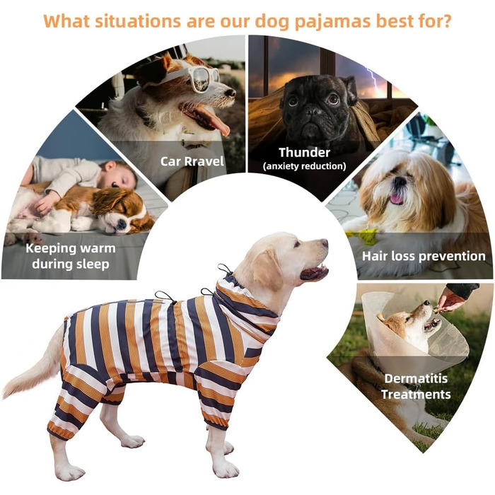 Піжама для собак великих та середніх порід, розтягувана, для дорослих, комбінезон, 3XL, жовто-чорний