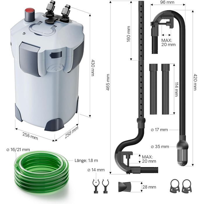 Акваріумний зовнішній фільтр SunSun HW-403B з УФ-лампою 9 Вт, 1400 л/год, 3 ступені фільтрації