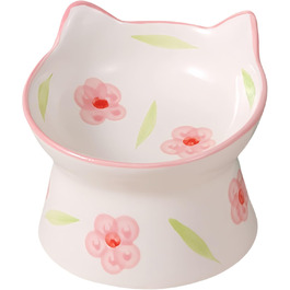 Керамічний годівниця для котів, піднята миска з підставкою, нахилена на 15°, захист шиї, запобігання зворотної течії, для собак та котів (чорний/білий/рожевий/зелений)