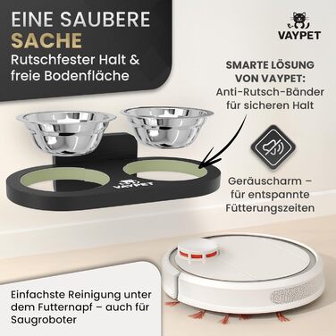 Настінний годівниця для котів VAYPET® з нержавіючої сталі, без свердління, білий/чорний