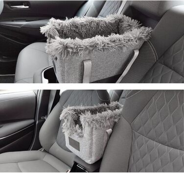 Підлокітник для собак у авто | Універсальний, миючий, зносостійкий, для середніх собак | Підходить для центральної консолі, переднього сидіння, пасажирського сидіння, заднього сидіння | Сумка для собак, для маленьких собак | Колір: сірий