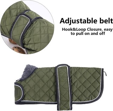 MOREZI Зимовий одяг для собак - теплий водонепроникний пуловер для такс з вовняним утеплювачем та регульованими ременями, теплий зимовий одяг для маленьких собак, зелений, S (довжина спини: 36-38 см)