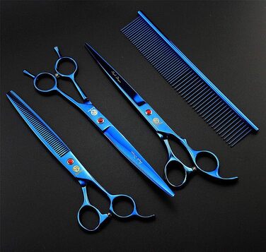 Професійний набір для стрижки тварин Purple Dragon: титанові ножиці для собак та котів (20.3 см), з сумкою