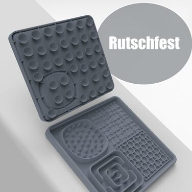 Лежанка-смакота для собак Bibykivn Schleckmatte: антистрес, купання, догляд, дресирування. З присоском. Рожевий+Сірий, квадратна