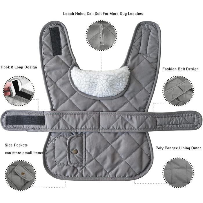 Флісовий теплий одяг для собак, зимова куртка, одяг для котів, сірий, M