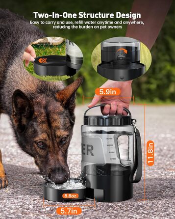 Водяна пляшка для собак Lesotc 2200 мл (2.8л) – велика, для подорожей, чорна