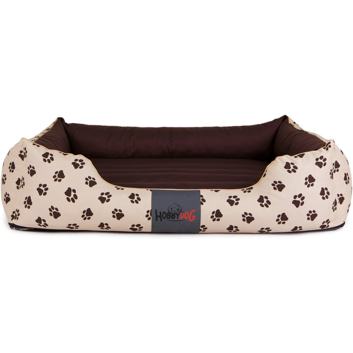 Преміум лежанка для собак Prestige M (65x50 см, бежева з лапами) - зручне собаче ліжко знімний чохол