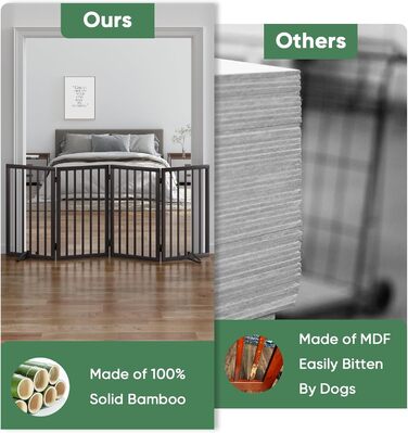 Захисне ґратка для собак з бамбука, перегородка для кімнати, 3 панелі, ширина 55