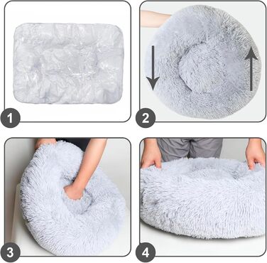 Крісло-лежанка для собак великих та середніх порід, 60 см Ø - м'яке та дихаюче лежанка з антиковзною основою та піднятим бортиком, темно-сірий колір, розмір 60 x 60 x 18 см