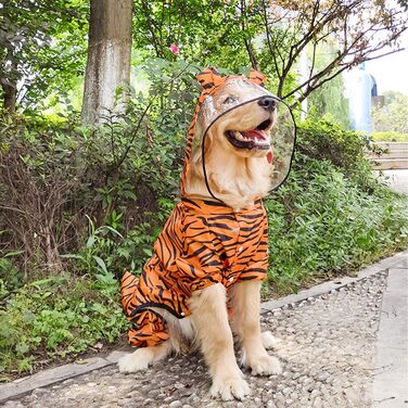 Водонепроникний дощовик для великих собак з повним хвостом, косплей, костюм, куртка з капюшоном, розмір 6XL (63х83 см, тигр)